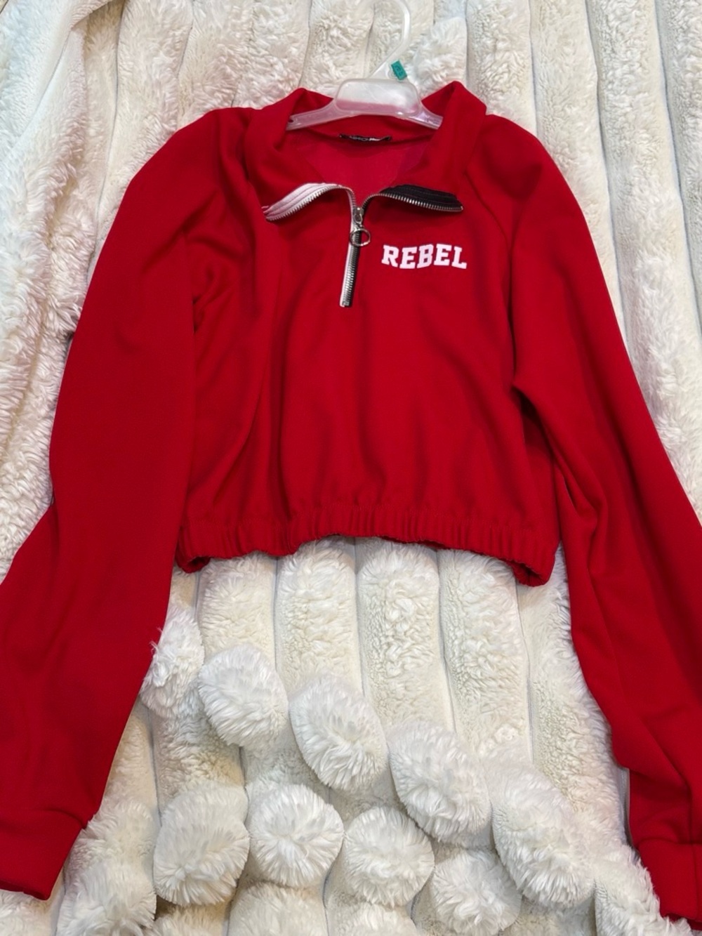 FASHION NOVA Red Cropped Zip Pullover